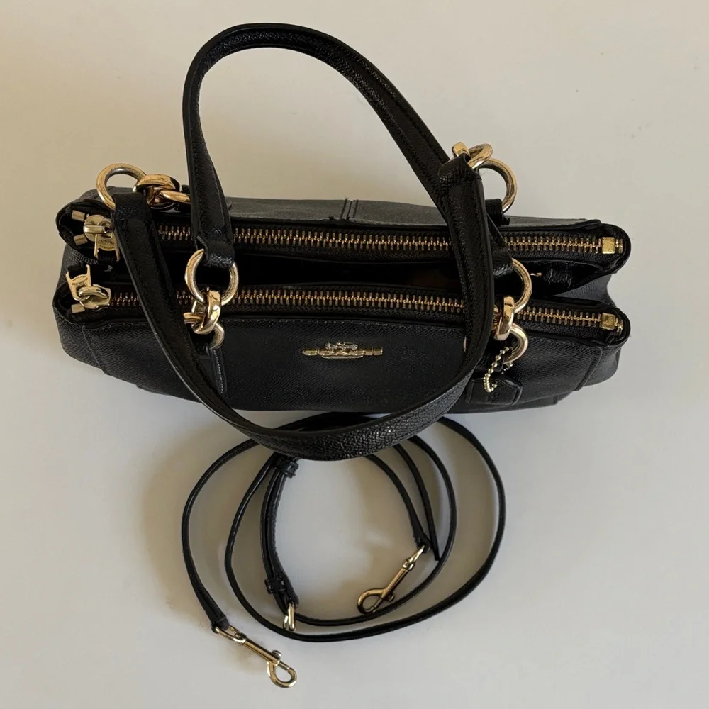Coach Black Leather Mini Christie Carry‎ All Satchel / Crossbody